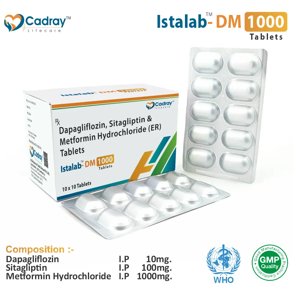Dapagliflozin 10mg + Metformin 1000mg + Sitagliptin 100mg Tablet PCD Pharma Franchise